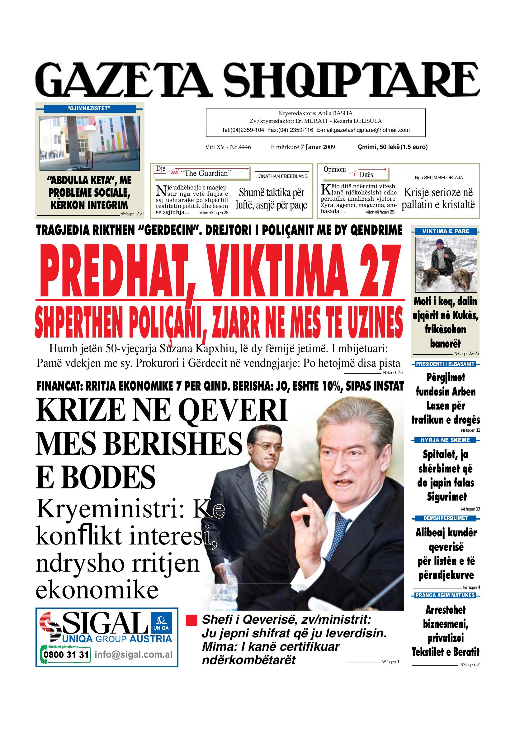Gazeta Shqiptare 2009-01-07